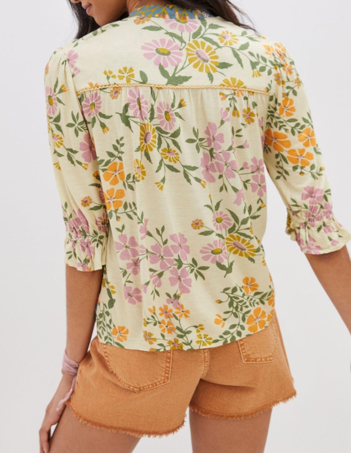 Spring Colorful Embroidered Print Top