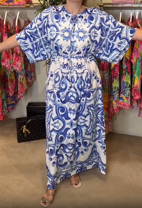 Blue Print Elegant Dress