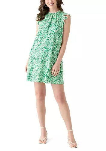 Sleeveless Flutter Trim Dress