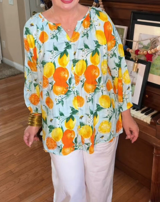 Italian Summer Printed Blouse