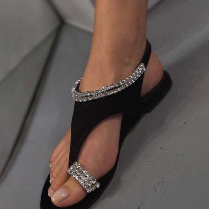 Rhinestone Sparkle Flat Flip-Flops Gladiator Sandals