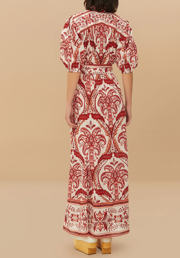 Reddish Brown Floral Casual Midi Dress