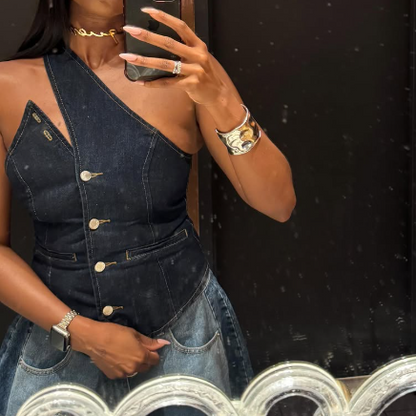 Fab Irregular Denim Top